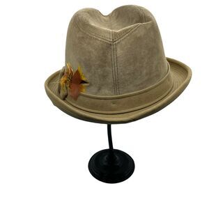 Dobbs Fedora Suede Hat Men's Tan Fitted Adam Fifth Avenue Comfort Size 7-1/4